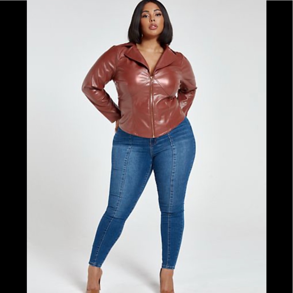 Sabrina Faux Leather Zip Top